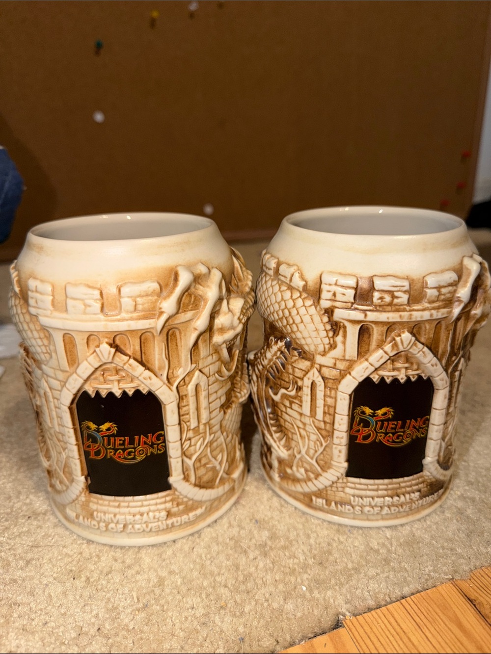 Universal Islands of Adventure Dueling Dragons Ceramic Beer Stein - Cream/Brown